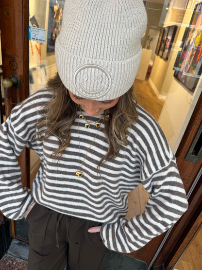 Abby knit white/beige striped