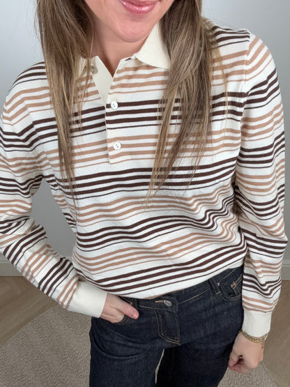 Striped polo brown/beige