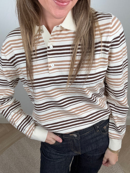 Striped polo brown/beige