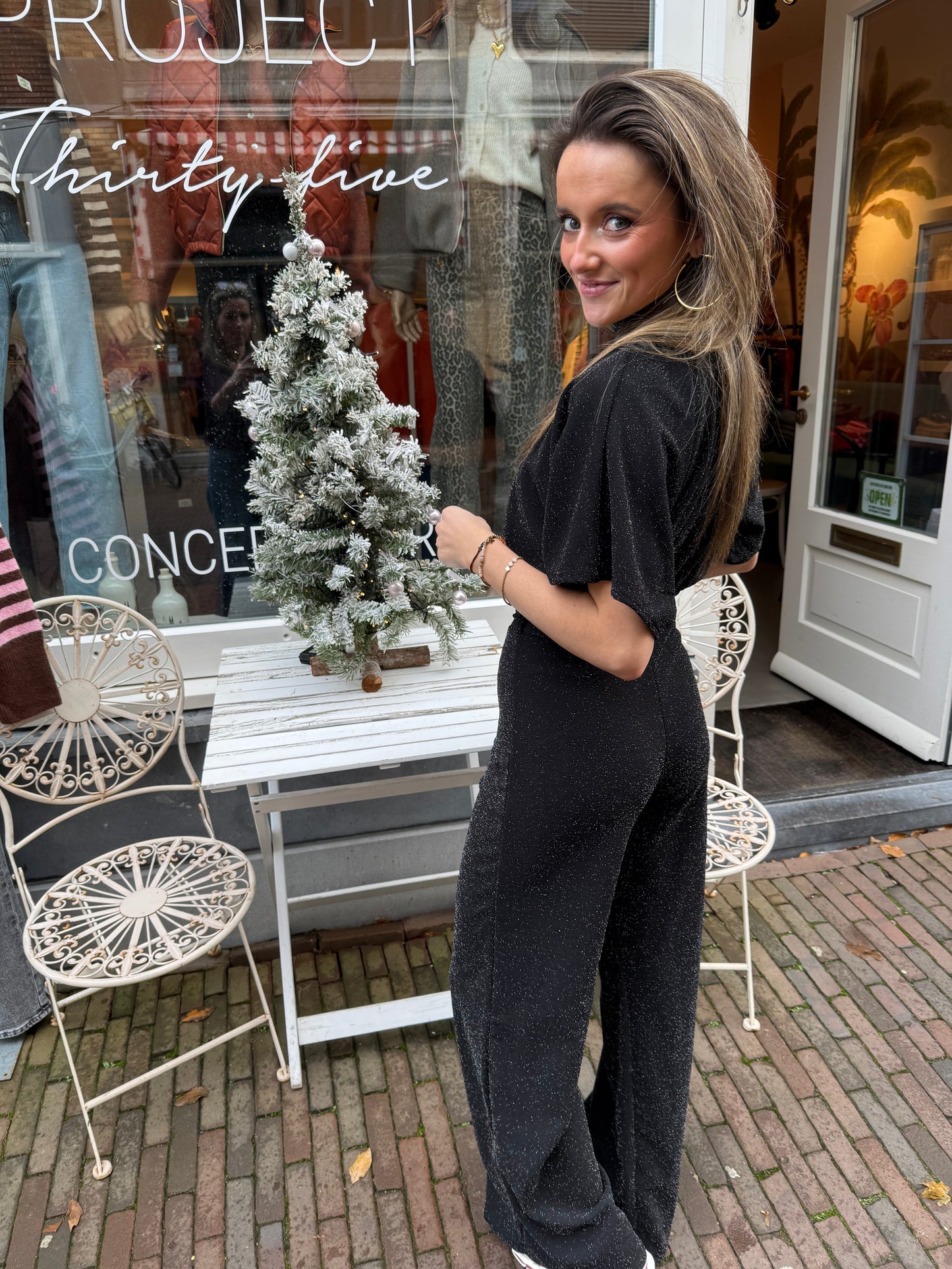 Donna jumpsuit glitter zwart