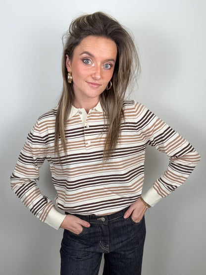 Striped polo brown/beige