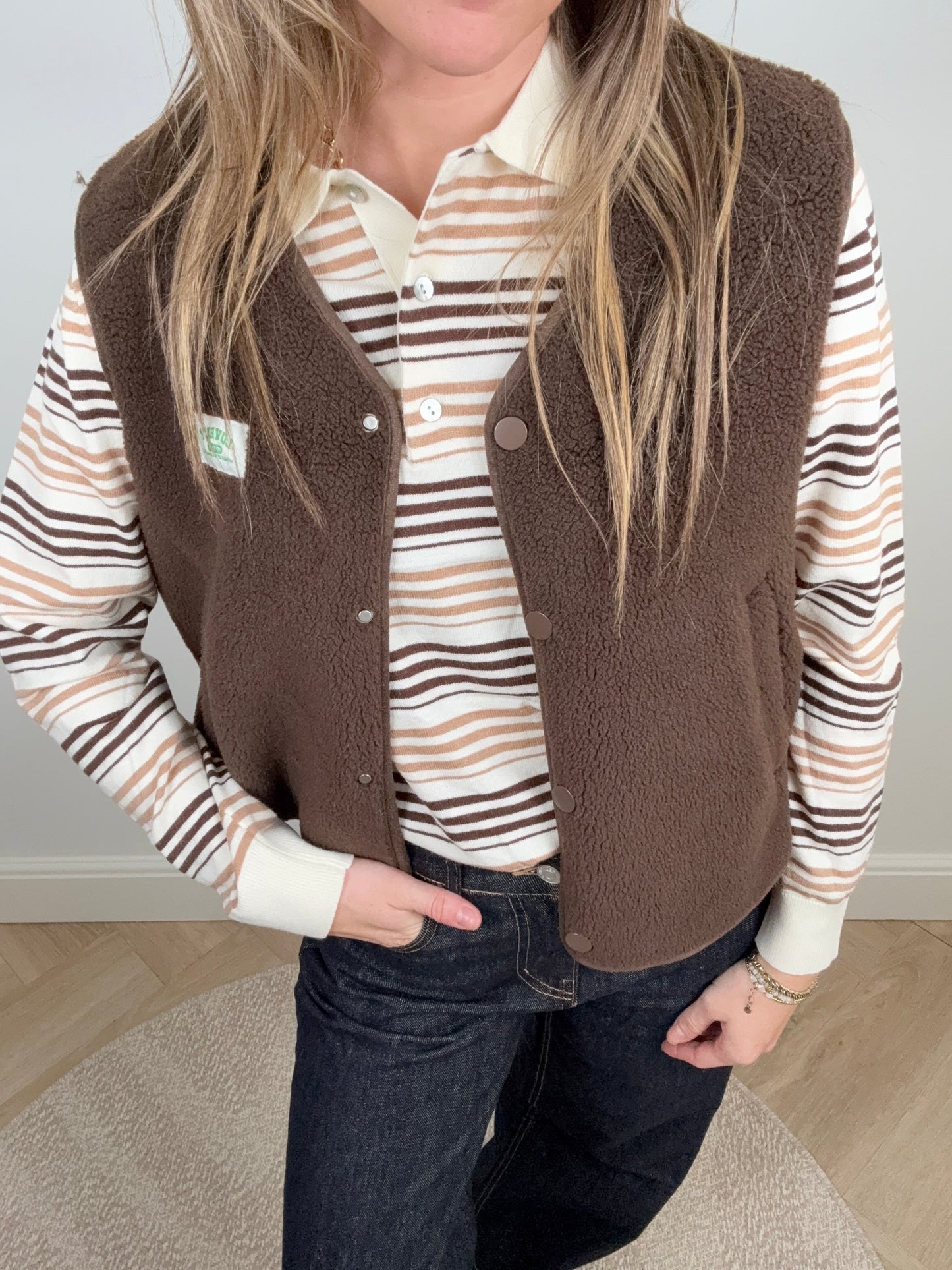 Striped polo brown/beige