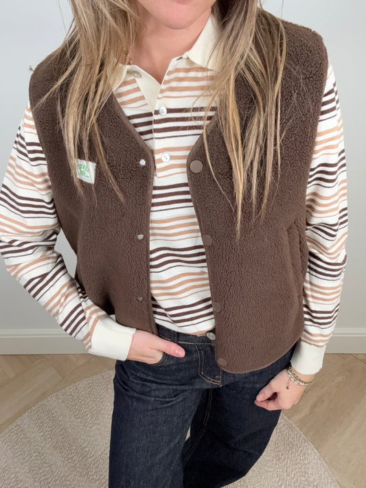 Striped polo brown/beige