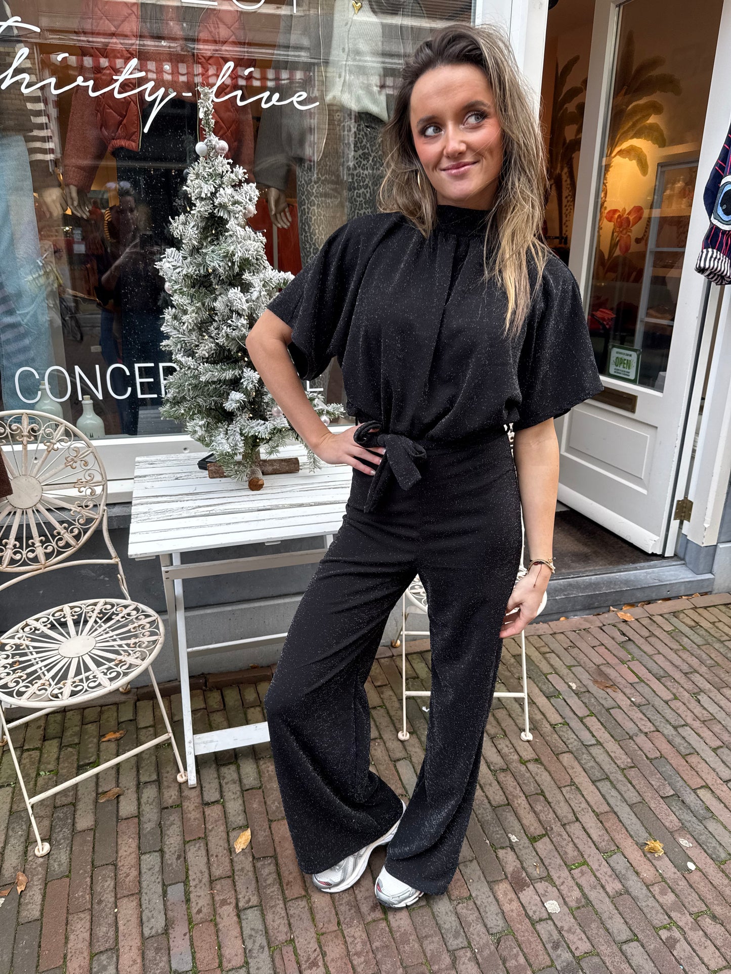 Donna jumpsuit glitter zwart