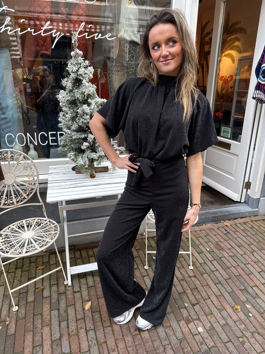 Donna jumpsuit glitter zwart
