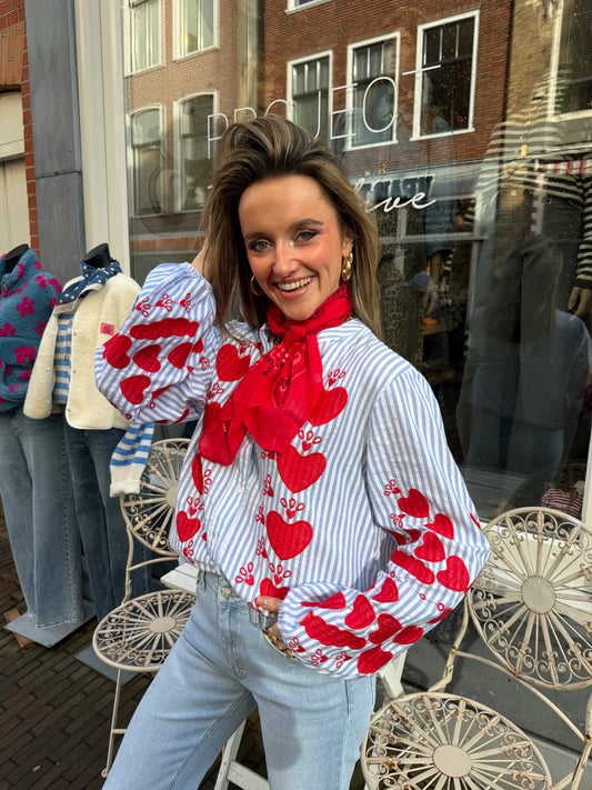 Julie blouse blauw/wit gestreept