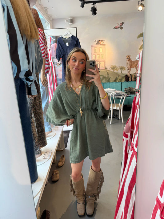 Claire linnen dress green