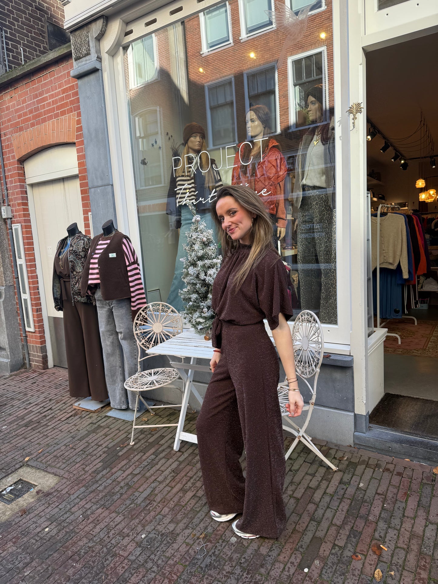 Donna jumpsuit glitter bruin