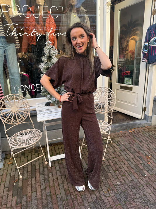 Donna jumpsuit glitter bruin