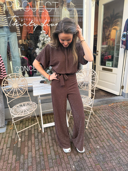Donna jumpsuit glitter bruin