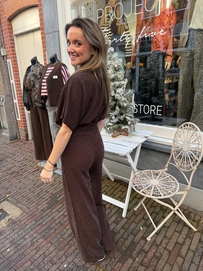 Donna jumpsuit glitter bruin