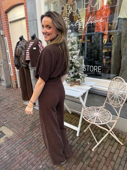 Donna jumpsuit glitter bruin