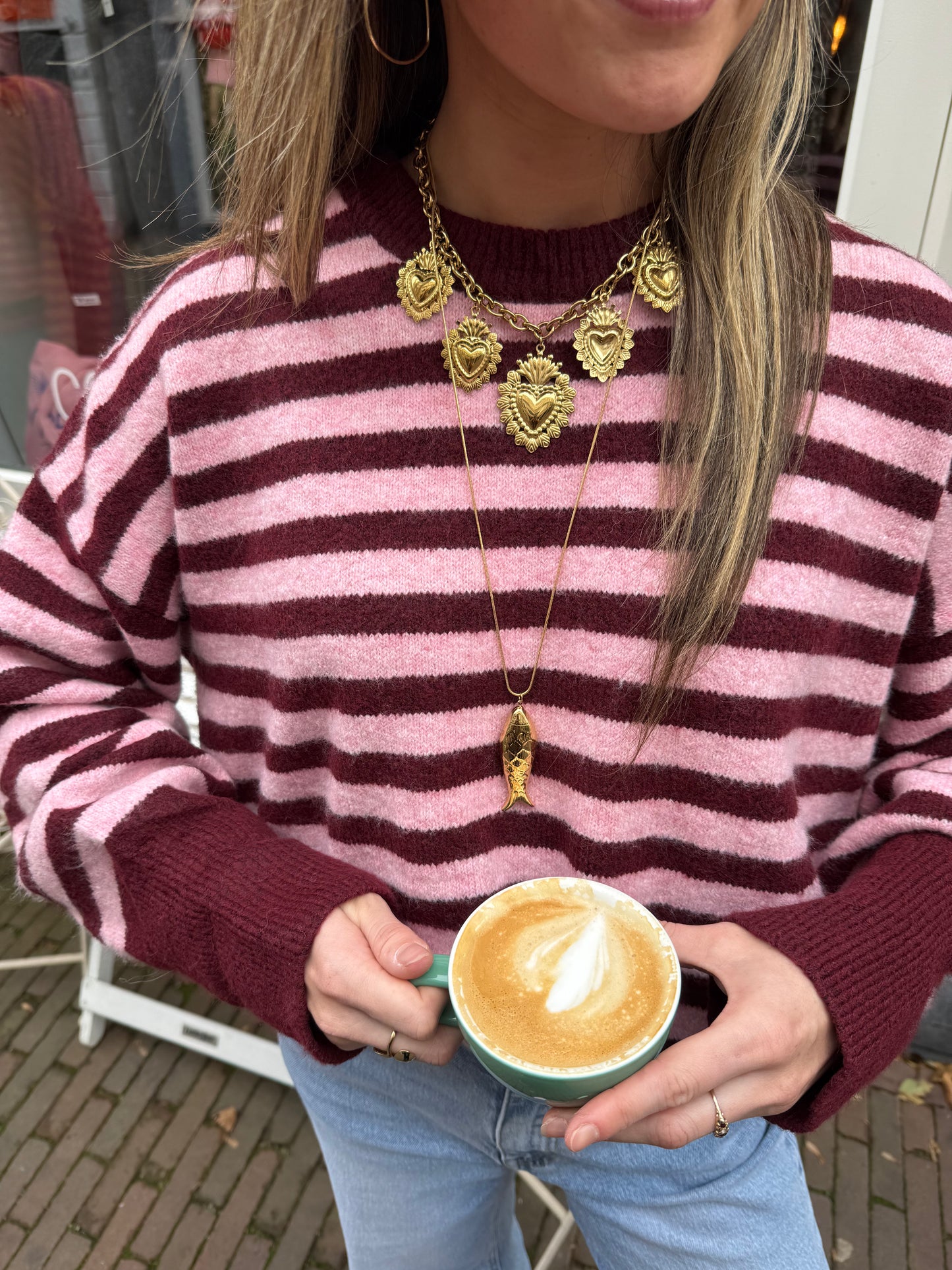 Pippa knit pink/burgundy striped - Project 35