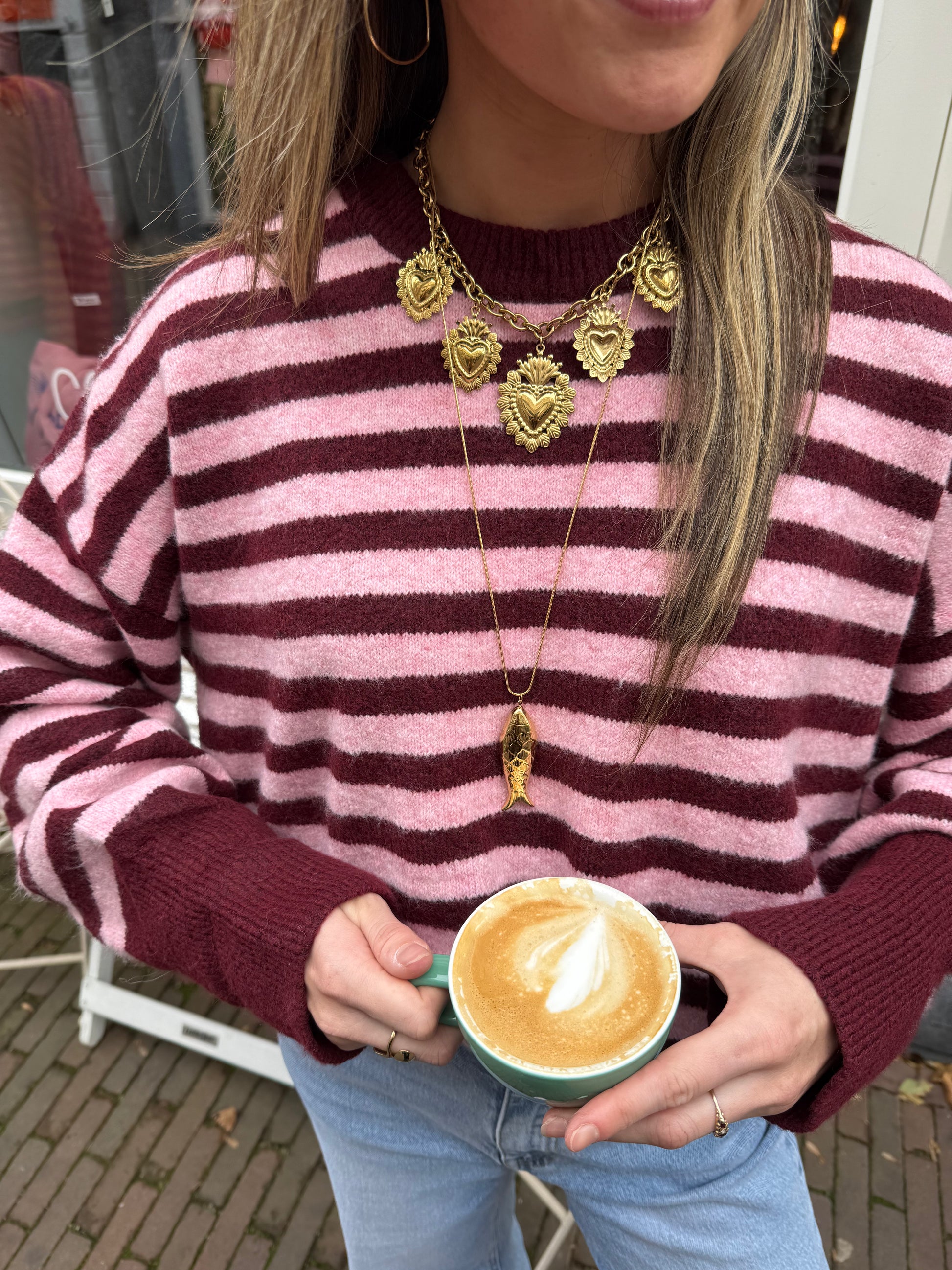 Pippa knit pink/burgundy striped - Project 35