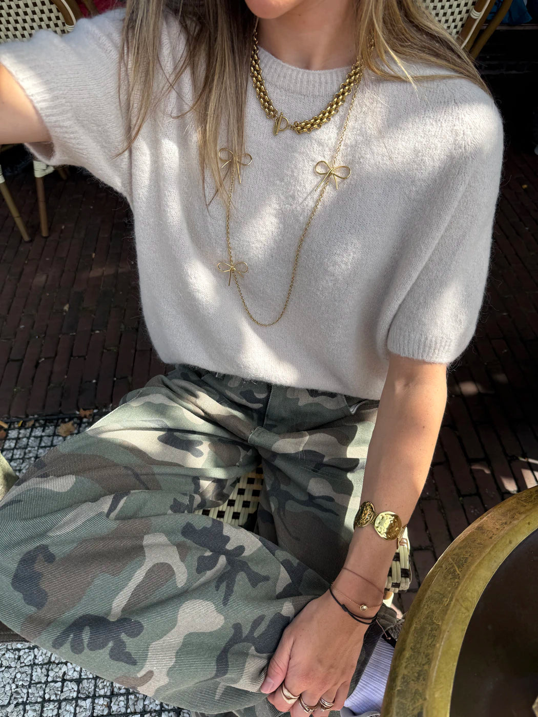 Kate truitje korte mouw beige