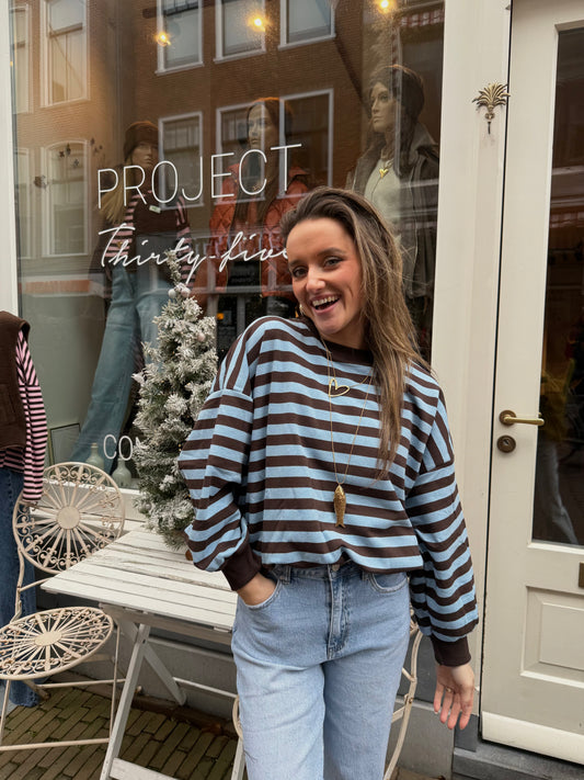 Miley sweater blue/brown striped