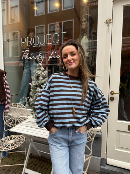 Miley sweater blue/brown striped