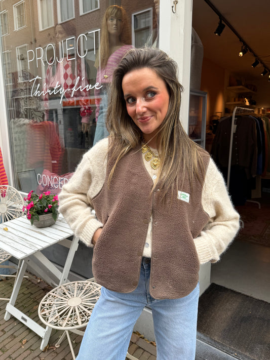 Luna teddy gilet taupe - Project 35