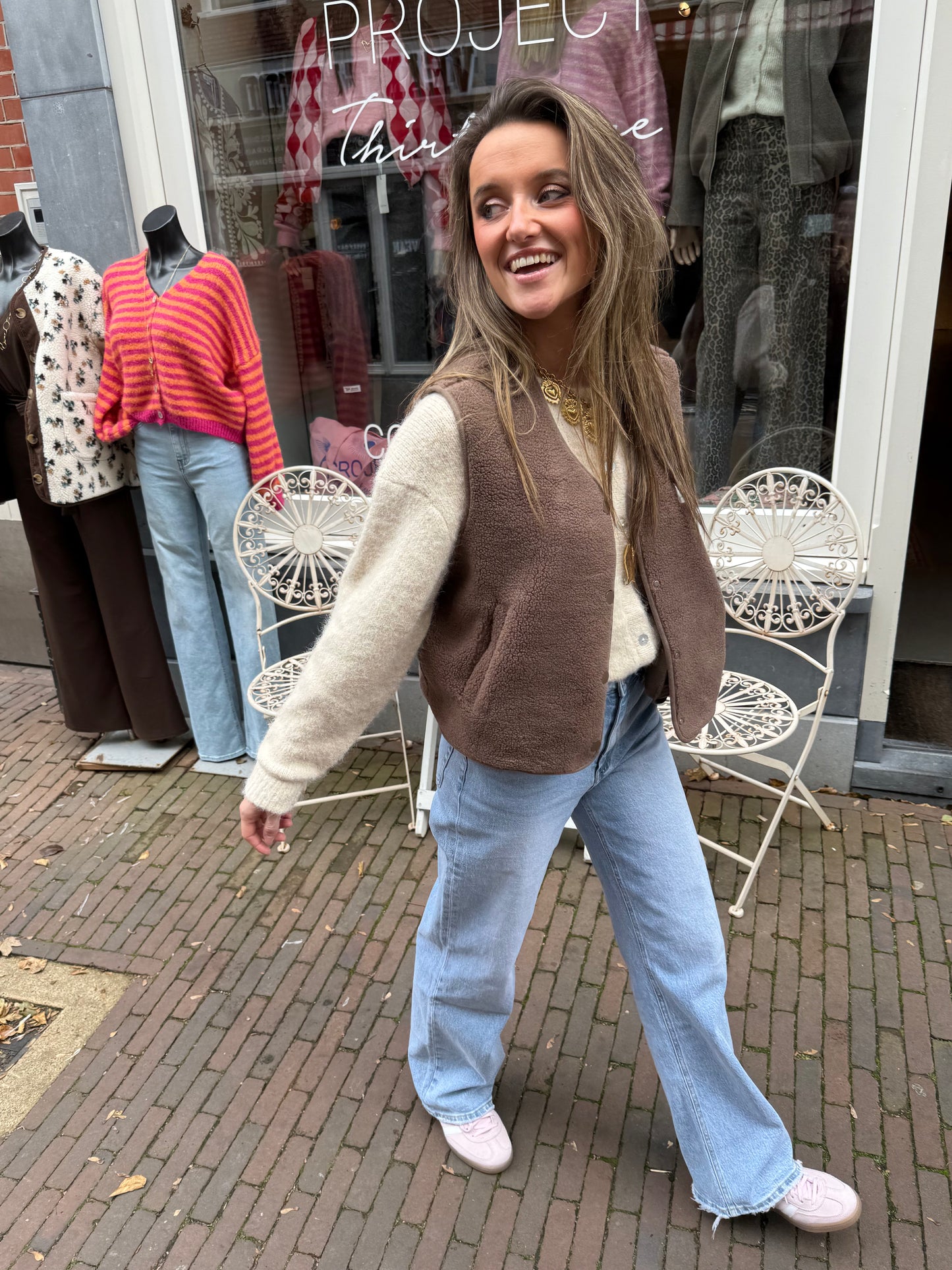 Luna teddy gilet taupe - Project 35