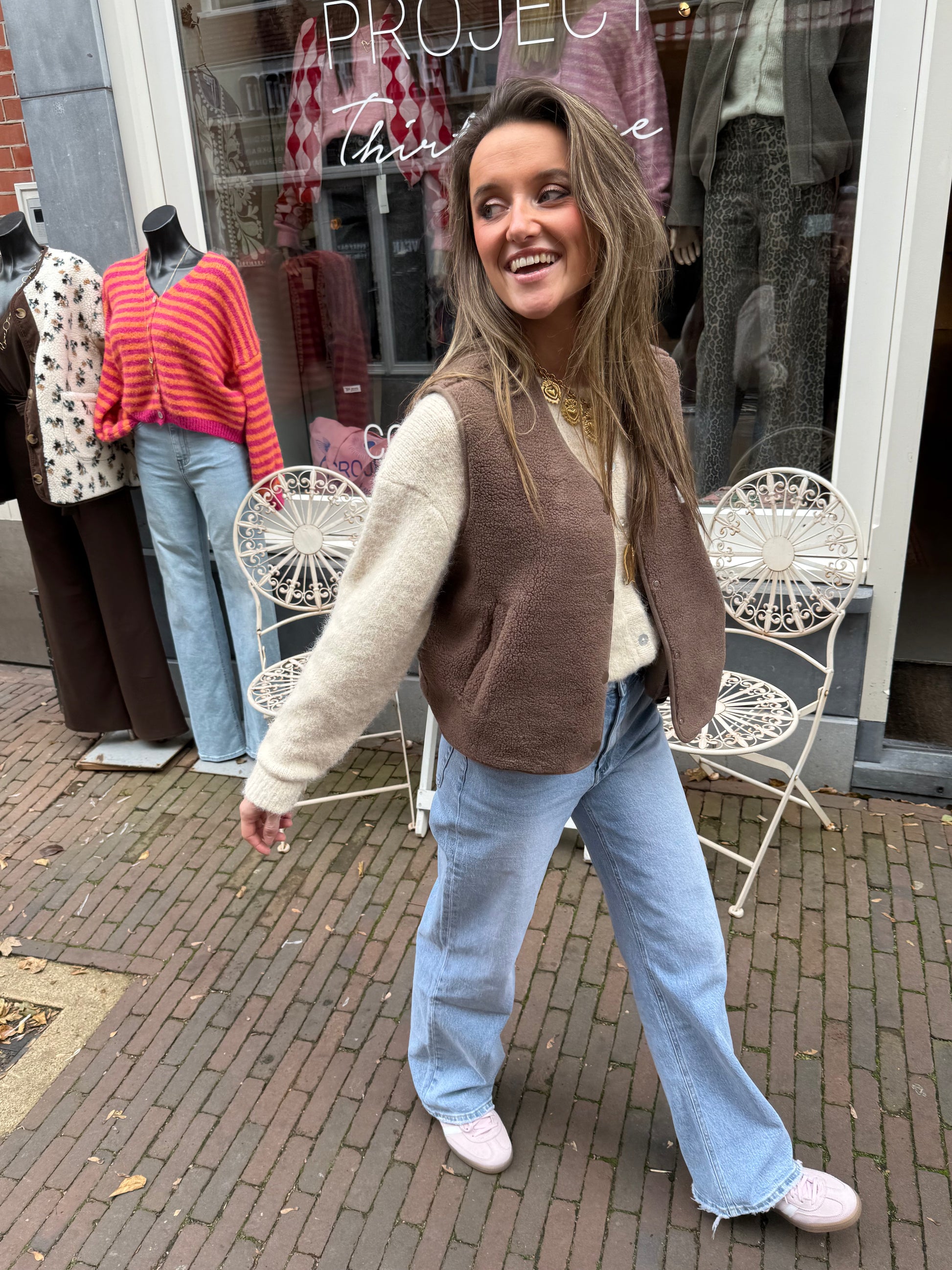 Luna teddy gilet taupe - Project 35