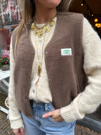 Luna teddy gilet taupe - Project 35