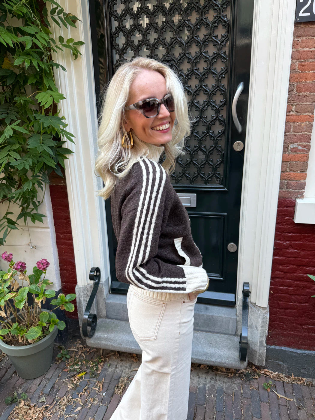 'Amour' vest rits bruin/wit
