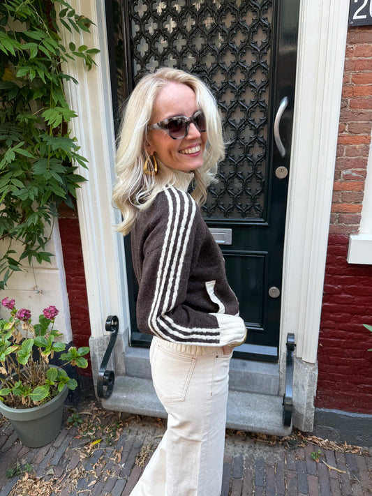 'Amour' vest rits bruin/wit