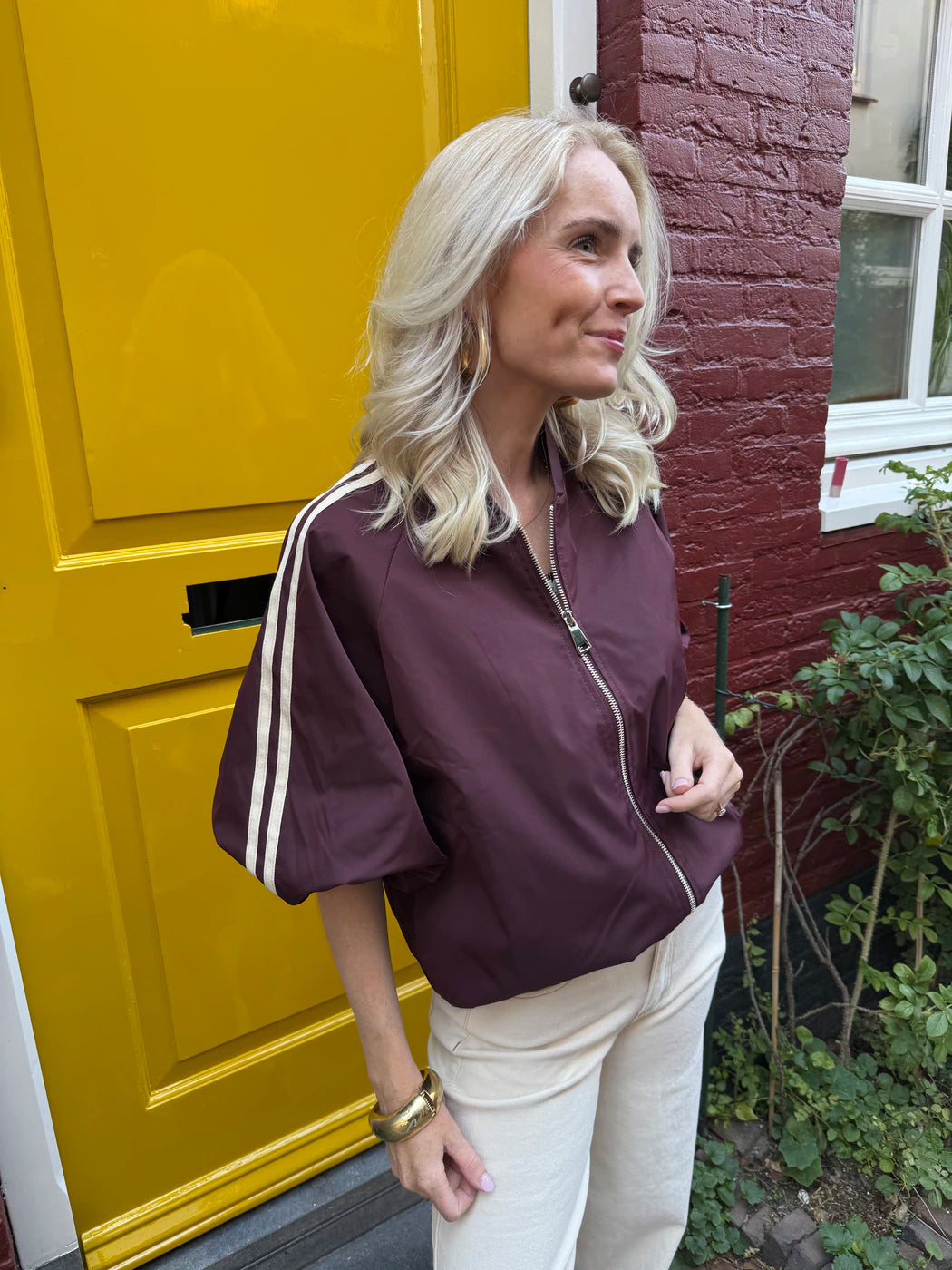 Jaimy jasje streep bordeaux/wit