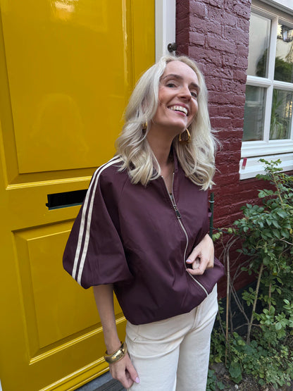 Jaimy jasje streep bordeaux/wit