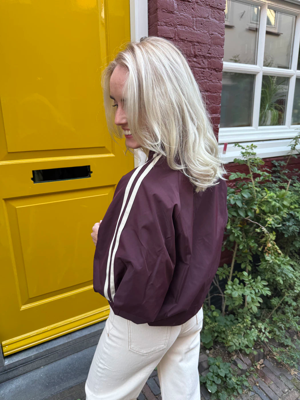 Jaimy jasje streep bordeaux/wit