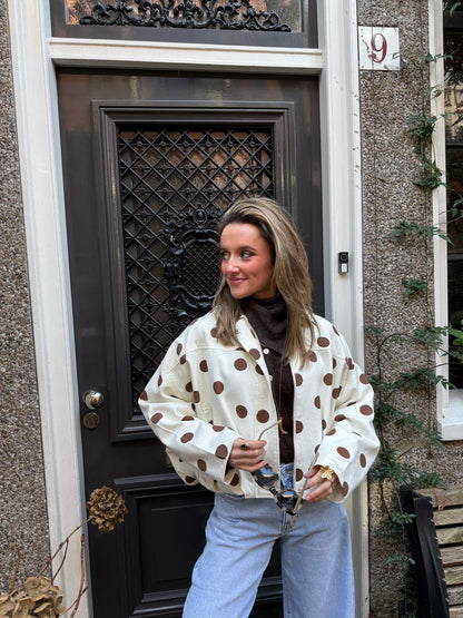 Zara denim bomber polkadot