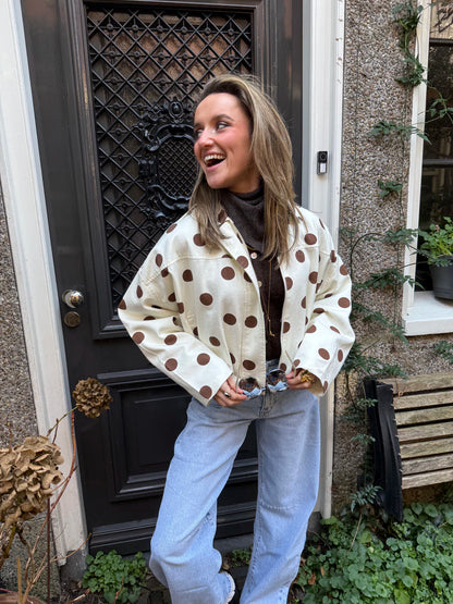 Zara denim bomber polkadot