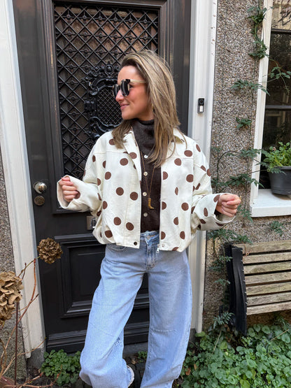 Zara denim bomber polkadot