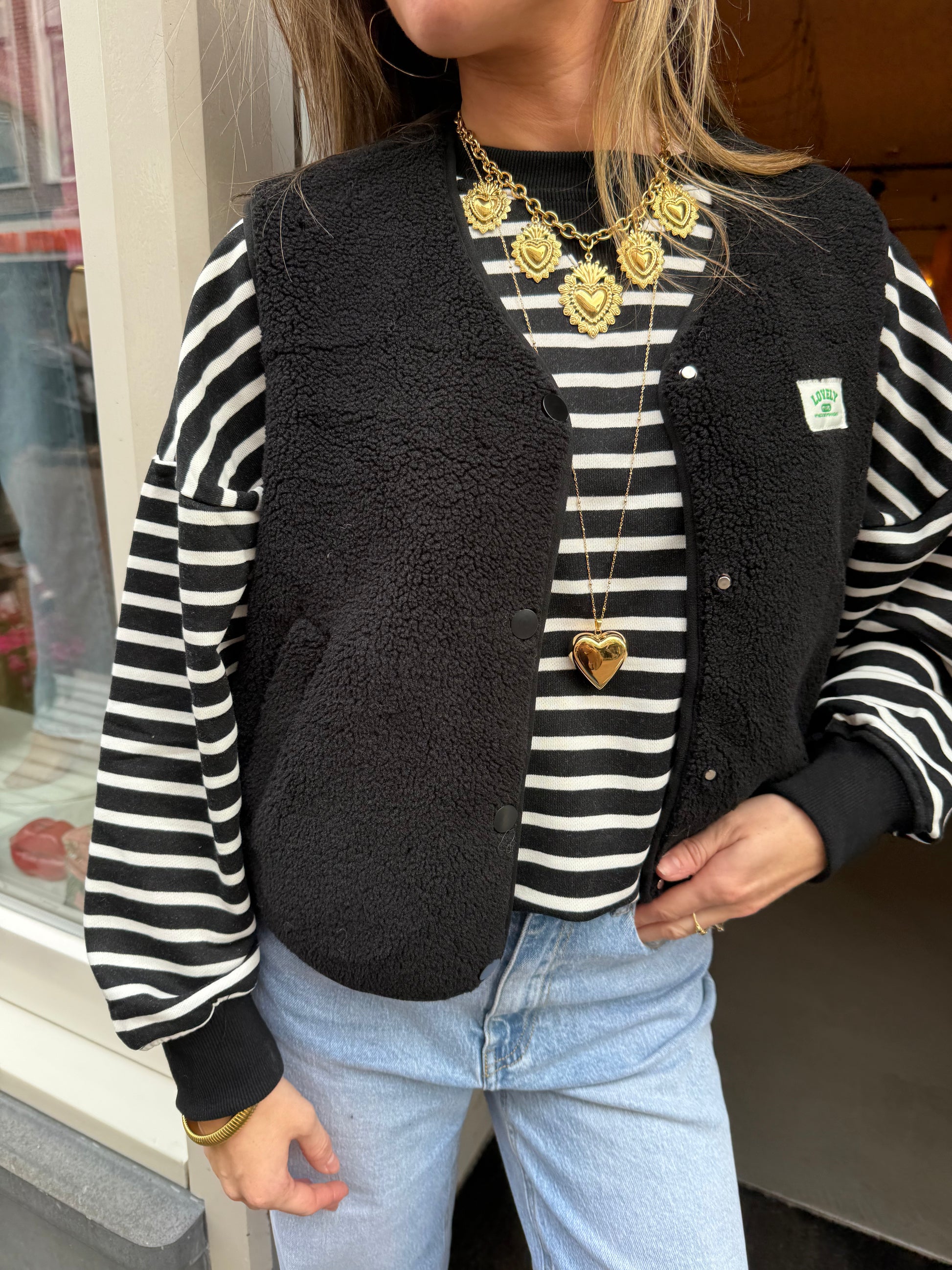 Luna teddy gilet zwart - Project 35