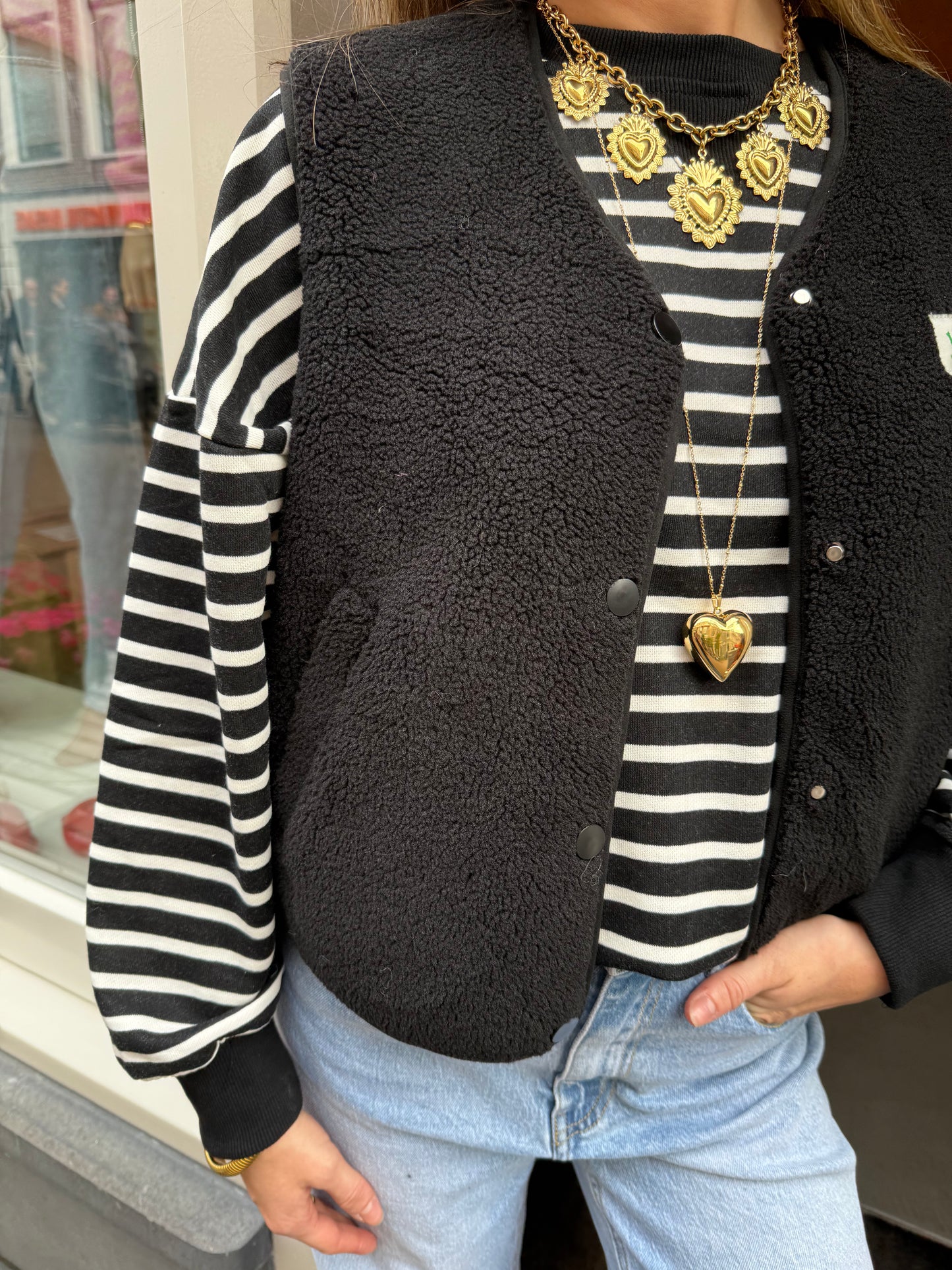 Luna teddy gilet zwart - Project 35