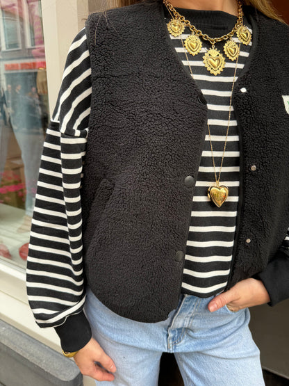 Luna teddy gilet zwart - Project 35
