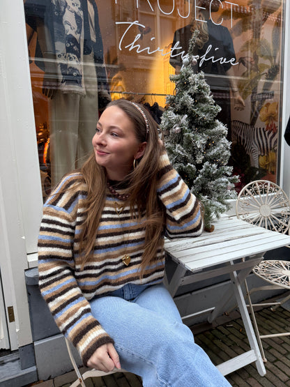 Suzie knit brown/blue striped