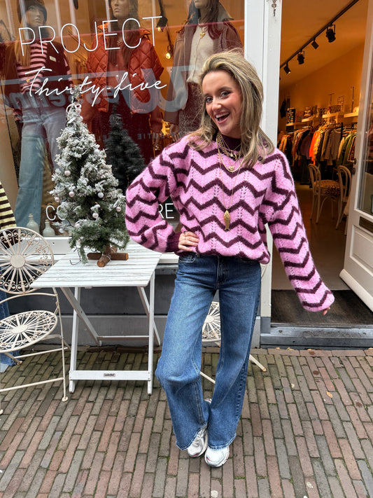 Tess trui roze/bordeaux