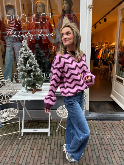 Tess trui roze/bordeaux