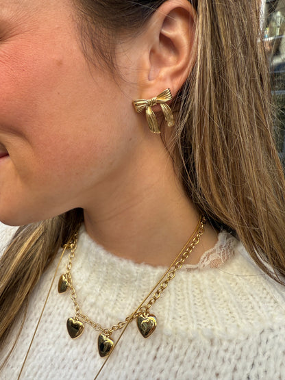 Strikjes oorbellen goud - Project 35