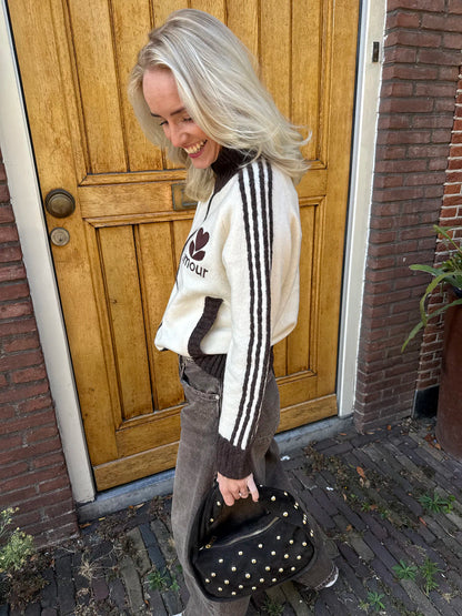 'Amour' vest rits wit/bruin