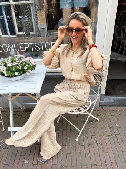 Lore linnen blouse beige