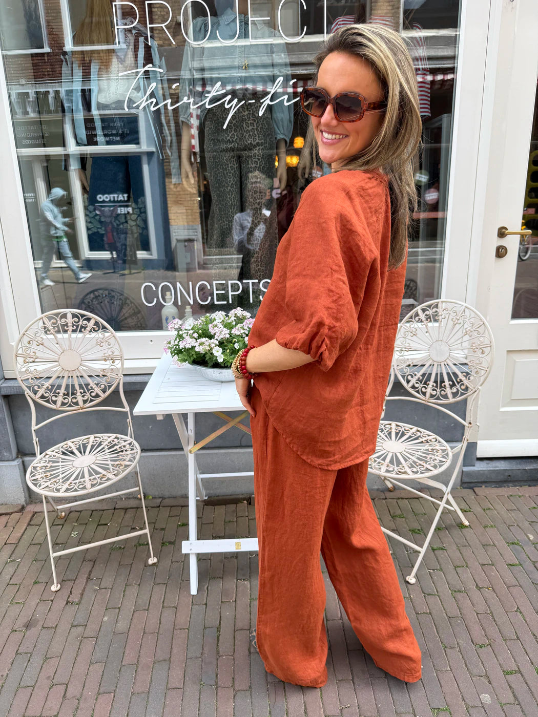 Leni linnen broek roest