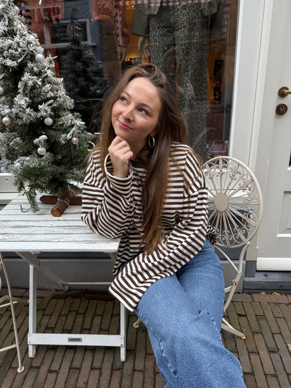 Maud longsleeve brown/white striped