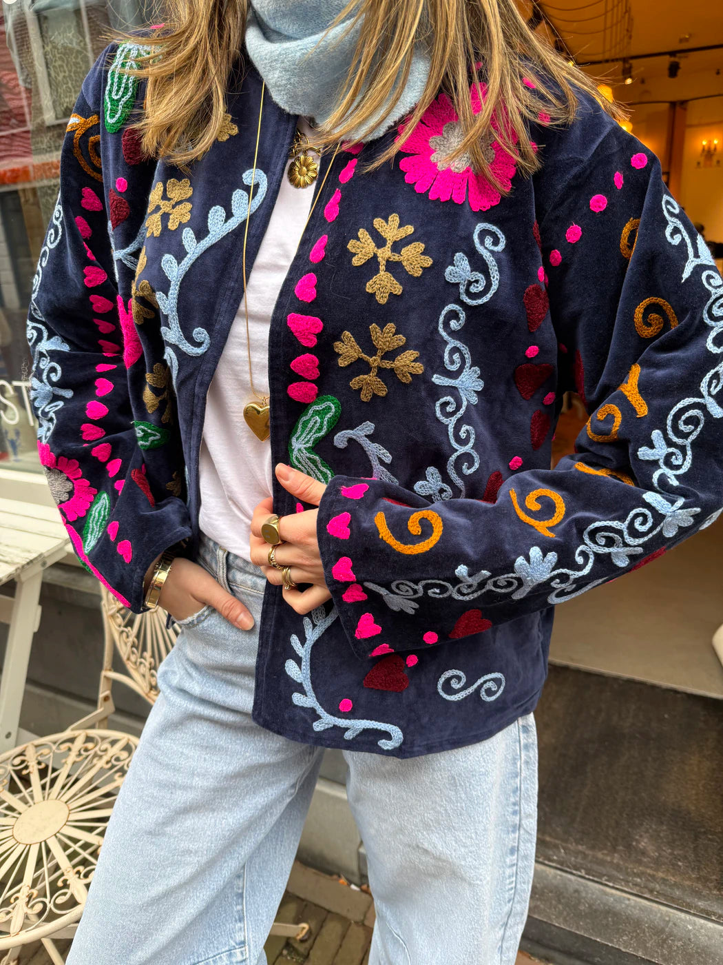 Eyecatcher jacket peacock navy blue