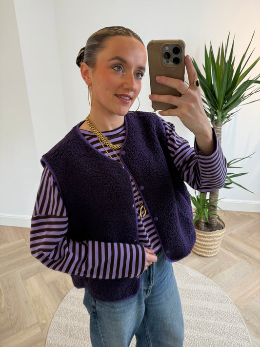 Roos longsleeve purple/brown striped