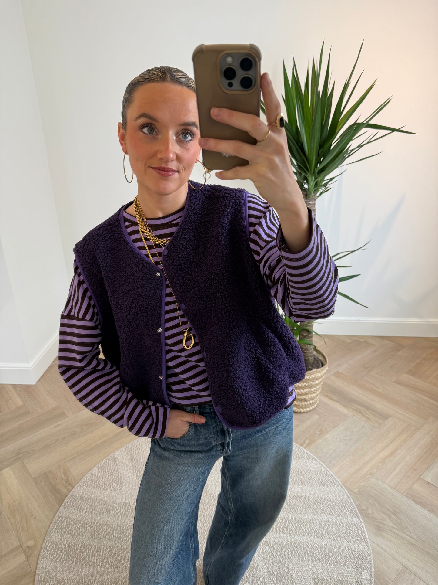 Vera teddy gilet paars