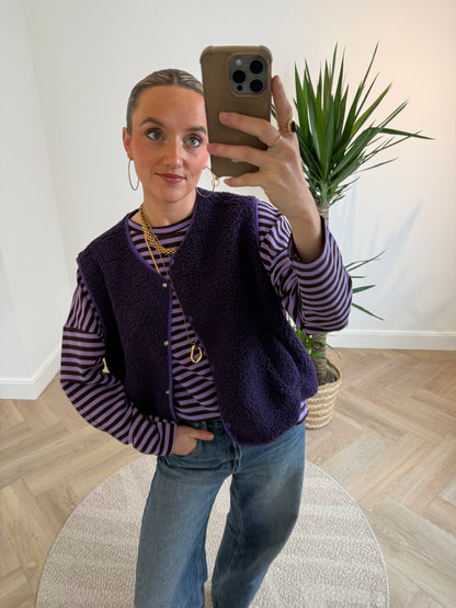 Vera teddy gilet paars