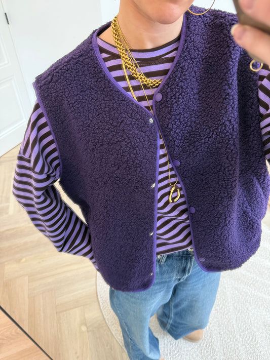 Roos longsleeve purple/brown striped