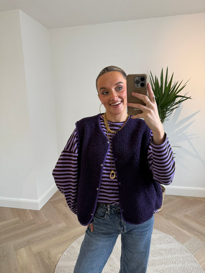 Roos longsleeve purple/brown striped